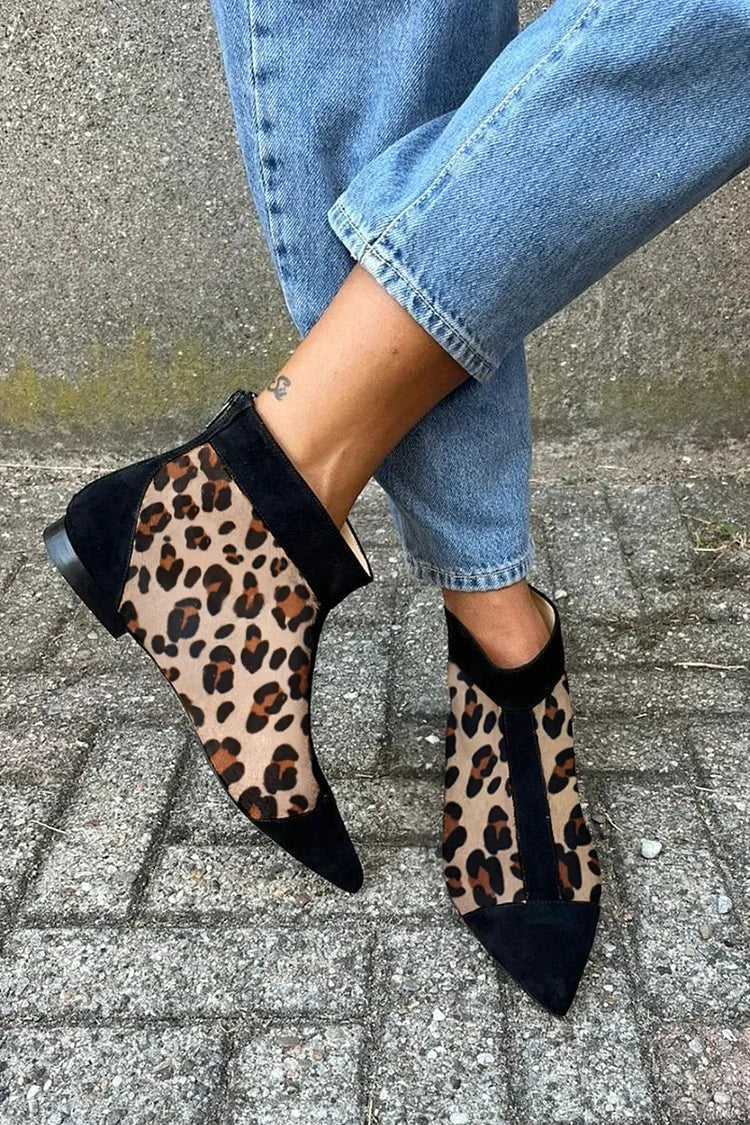 Women's Leopard Print Pointed Toe Ankle Boot - Effortless Edge
