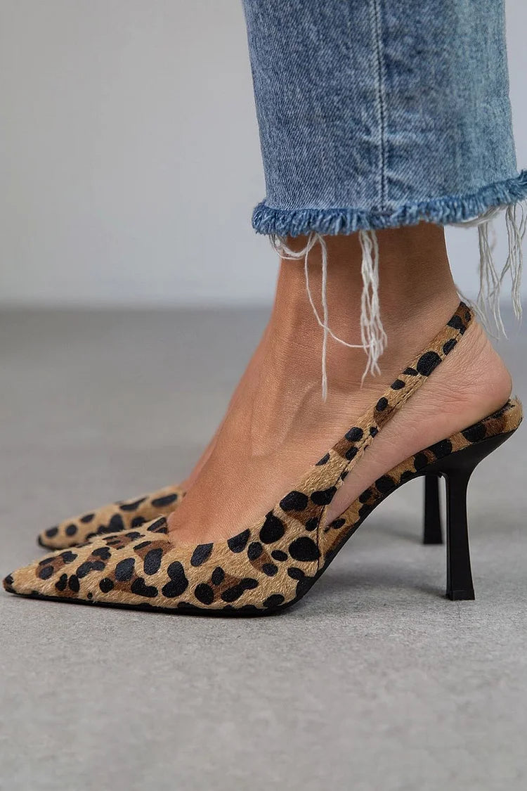 Women's Leopard Print Slingback Heels - Effortless Style & Comfort