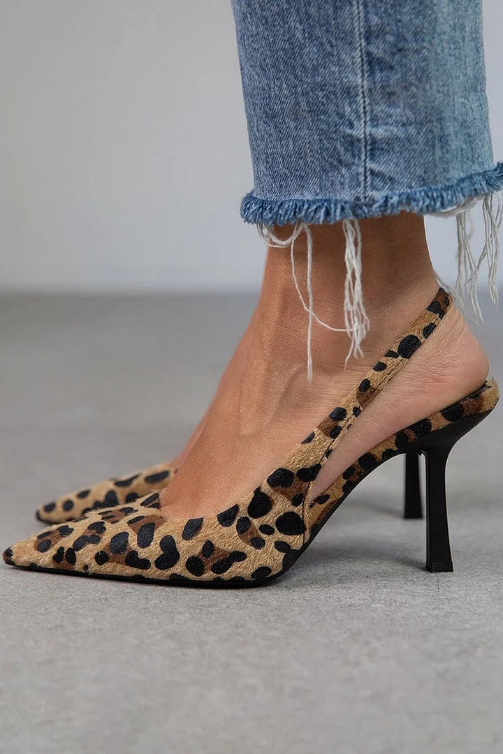 Women's Leopard Print Slingback Heels - Effortless Style & Comfort