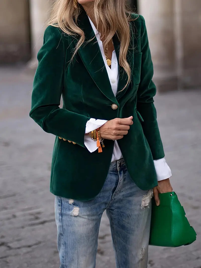 Women's Savannah Velvet Blazer - Timeless Evening Elegance