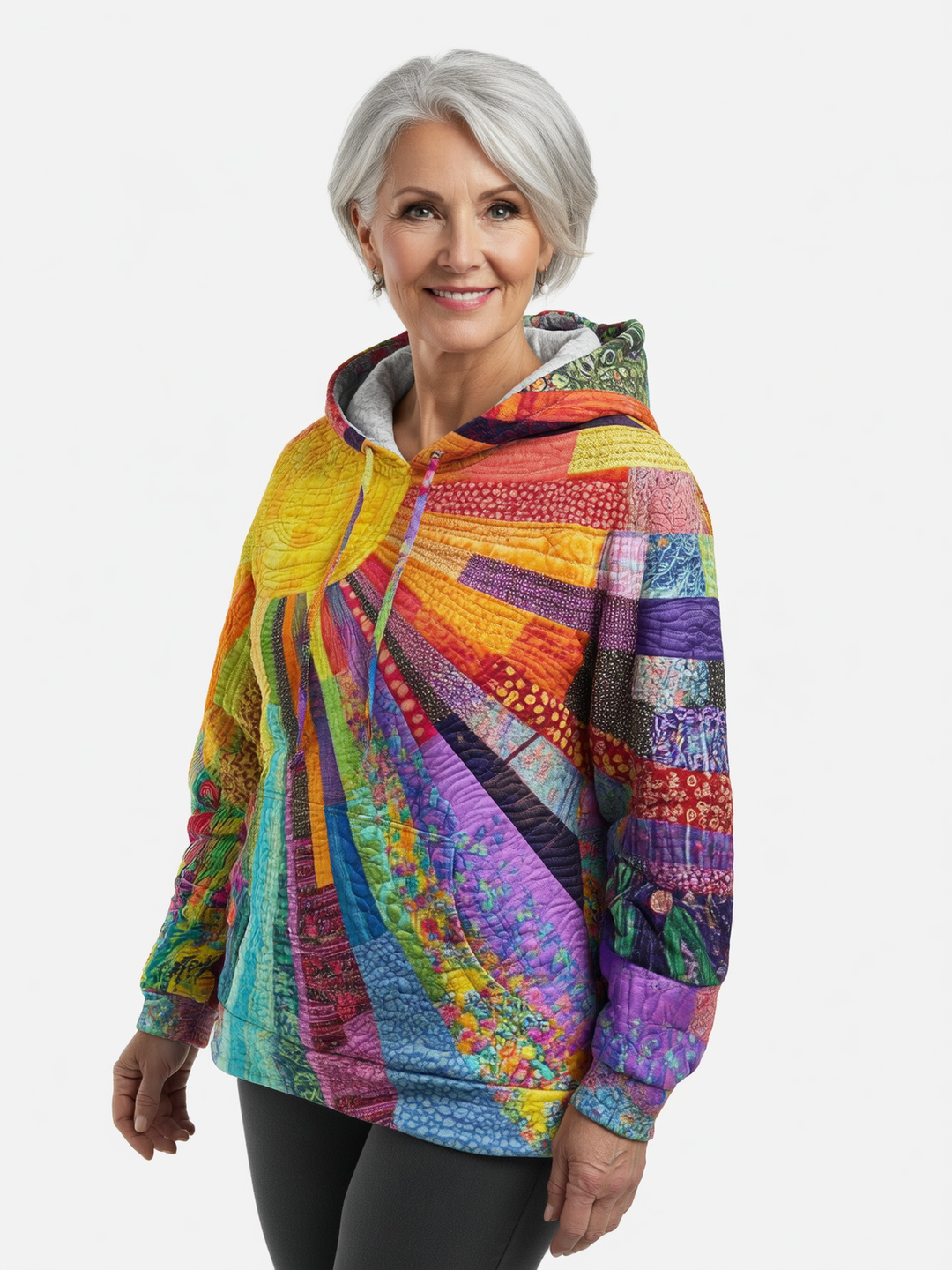 Women's Aurora Patchwork Hoodie - Artistic Everyday Comfort