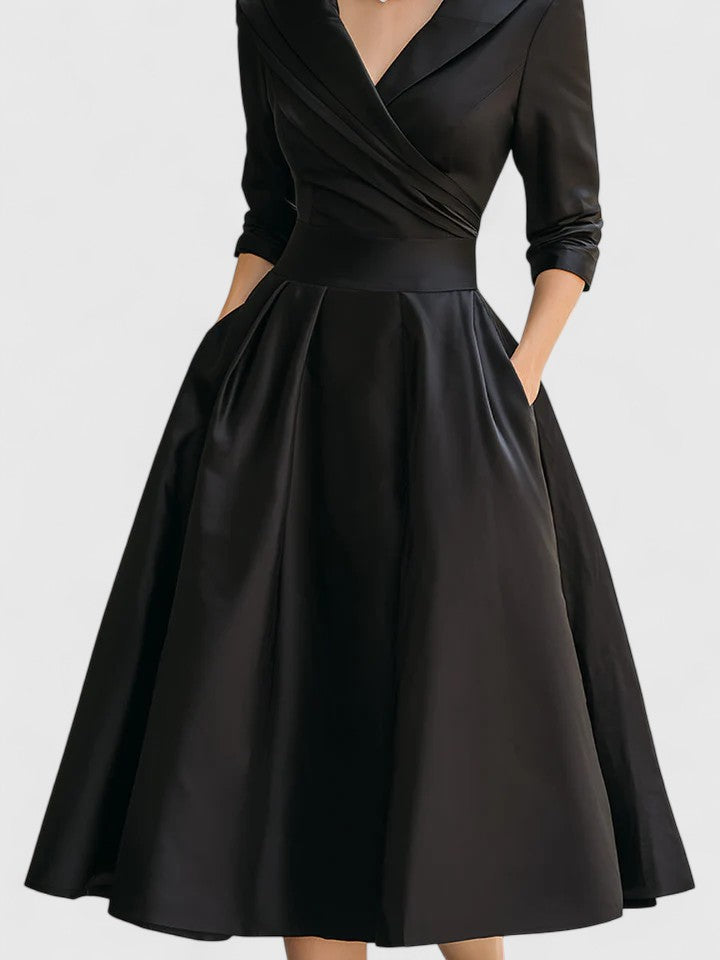 Women's Satin Midi Dress - Elegant and Flattering Gown