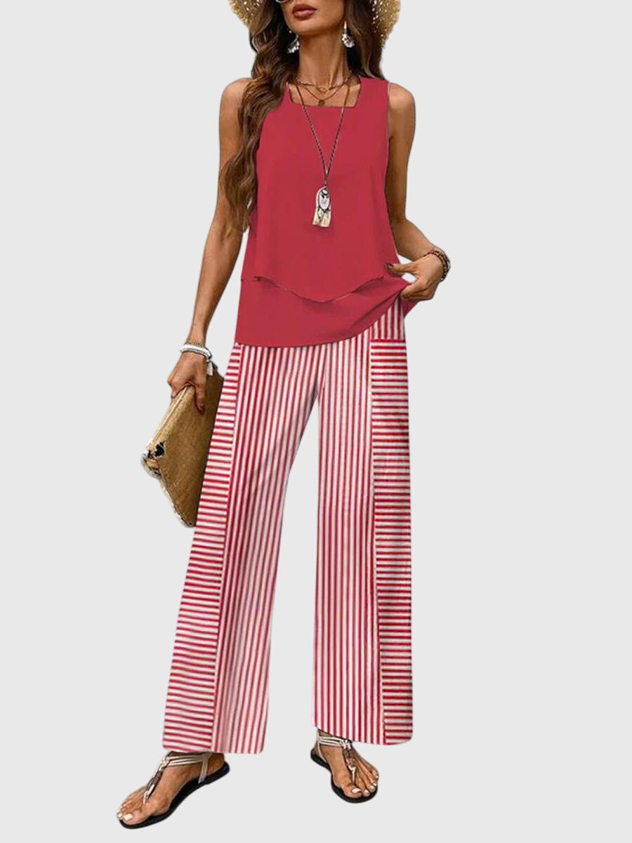 Women's Square Neck Printed Two-Piece Set for Summer