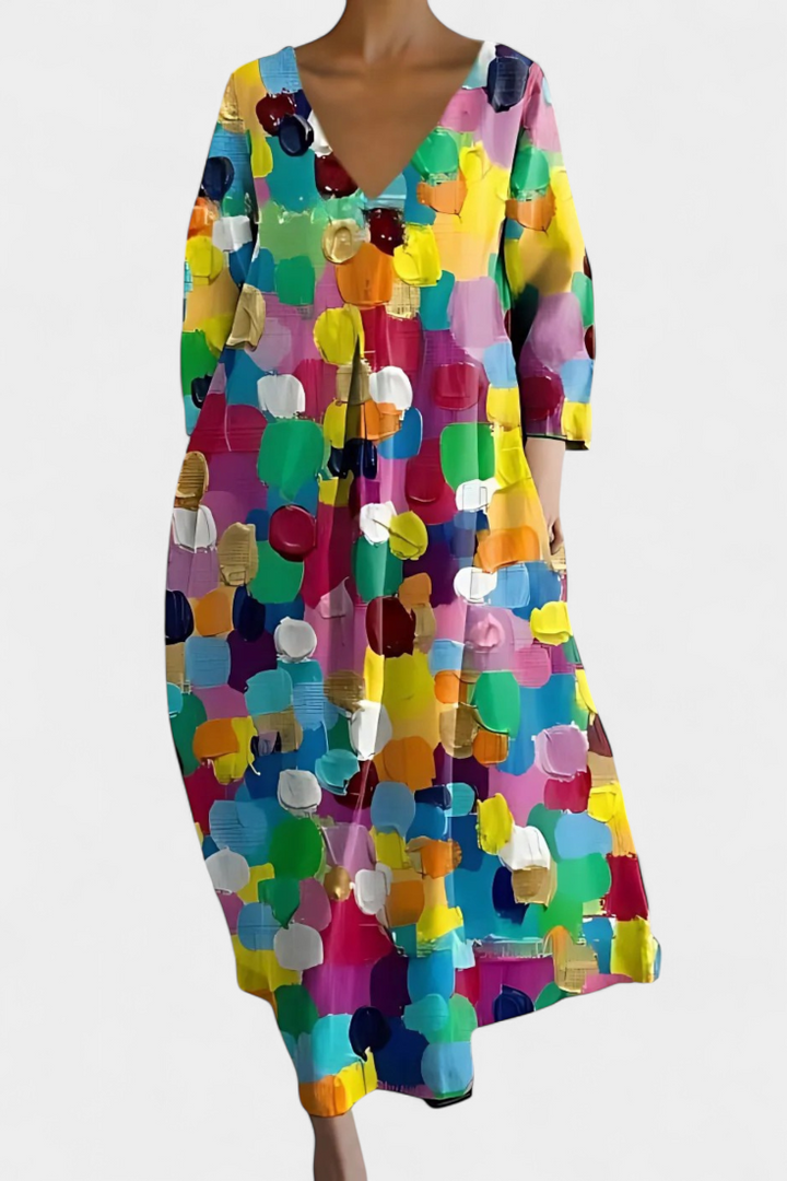Women's Flowing V-Neck Dress - Your All-Day Comfort