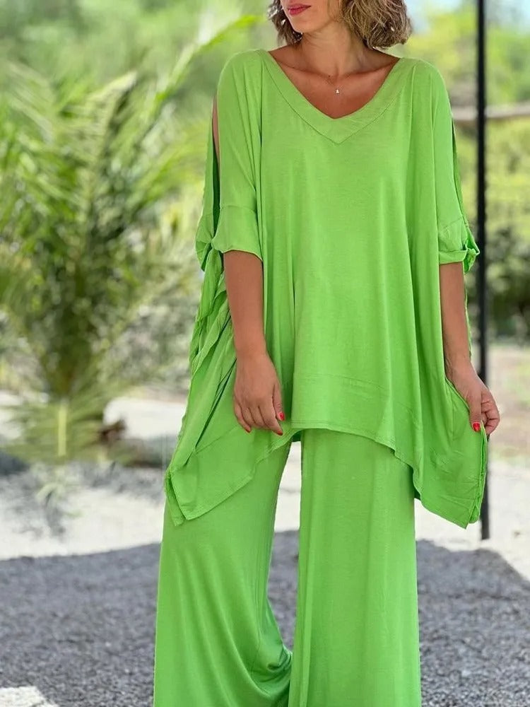 Women's Zelora Relaxed Two-Piece Set - Effortless Everyday Elegance
