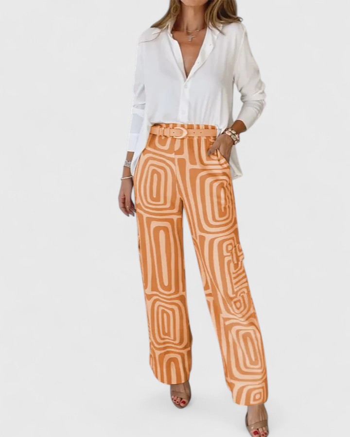 Women's Elegant Two-Piece Set - Chic, Versatile Ensemble with Belt