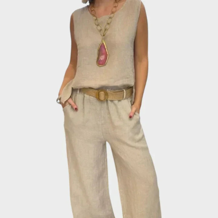 Women's Bohemian Top & Cropped Pants Set - Summer Boho-Chic