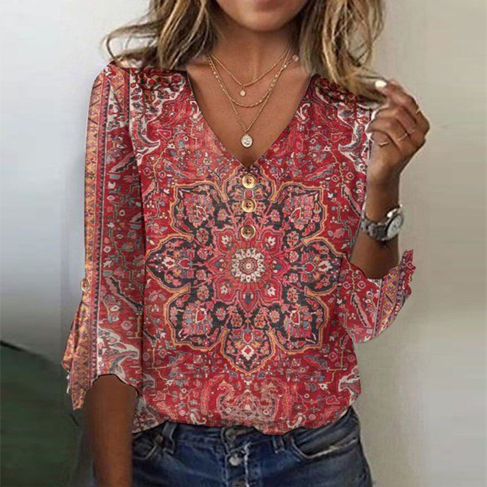 Women's Boho Ruffle Vintage Blouse - Effortless Romantic Style