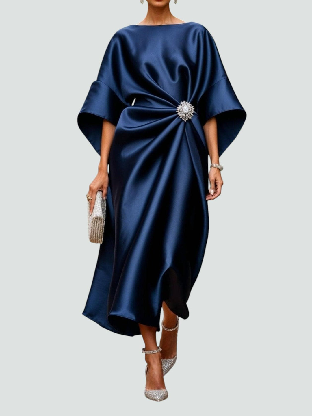 Women's Luxe Draped Evening Dress - For Weddings & Galas