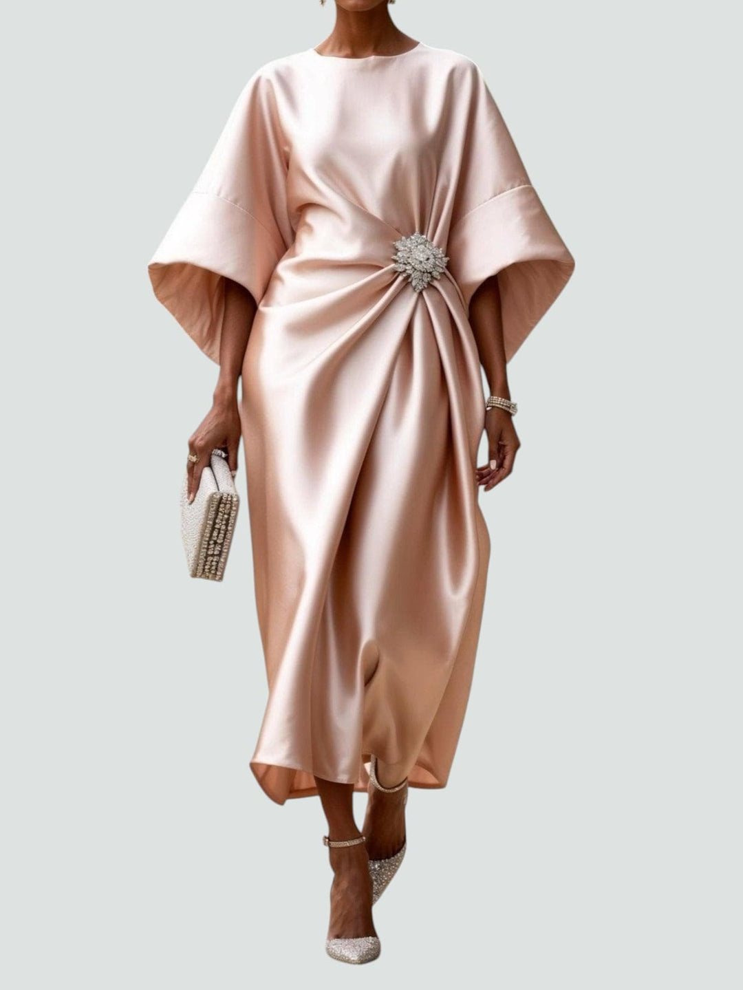 Women's Luxe Draped Evening Dress - For Weddings & Galas