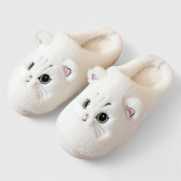 Women's Cat Face Cozy Slippers - Playful Warmth for Home