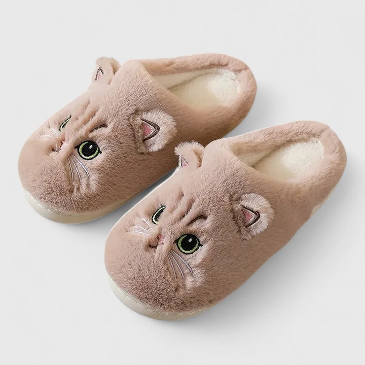 Women's Cat Face Cozy Slippers - Playful Warmth for Home