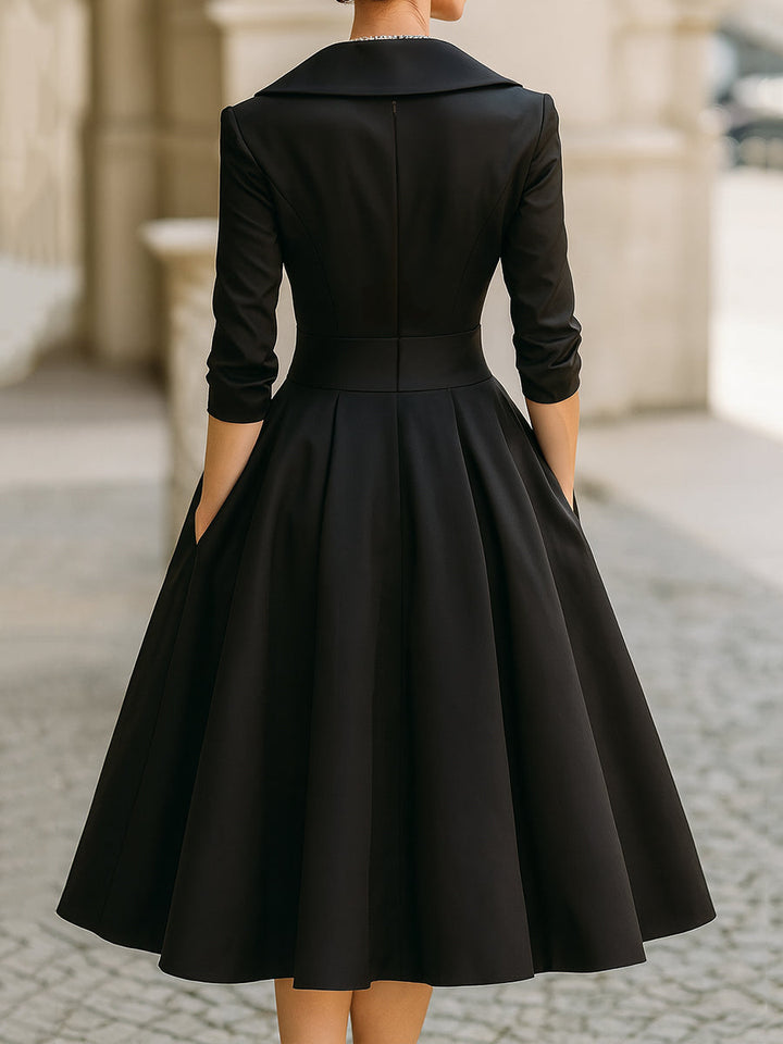 Women's Elegant Signature Midi Dress - Timeless Silhouette for