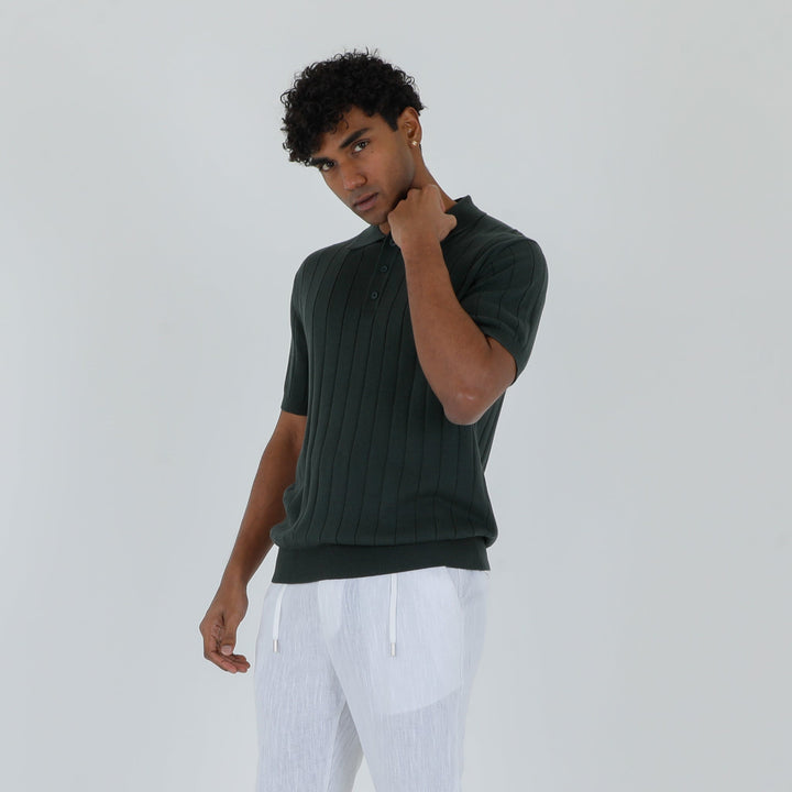 Men's Cotton Crepe Knit Polo Shirt – Revere Collar Summer Knit