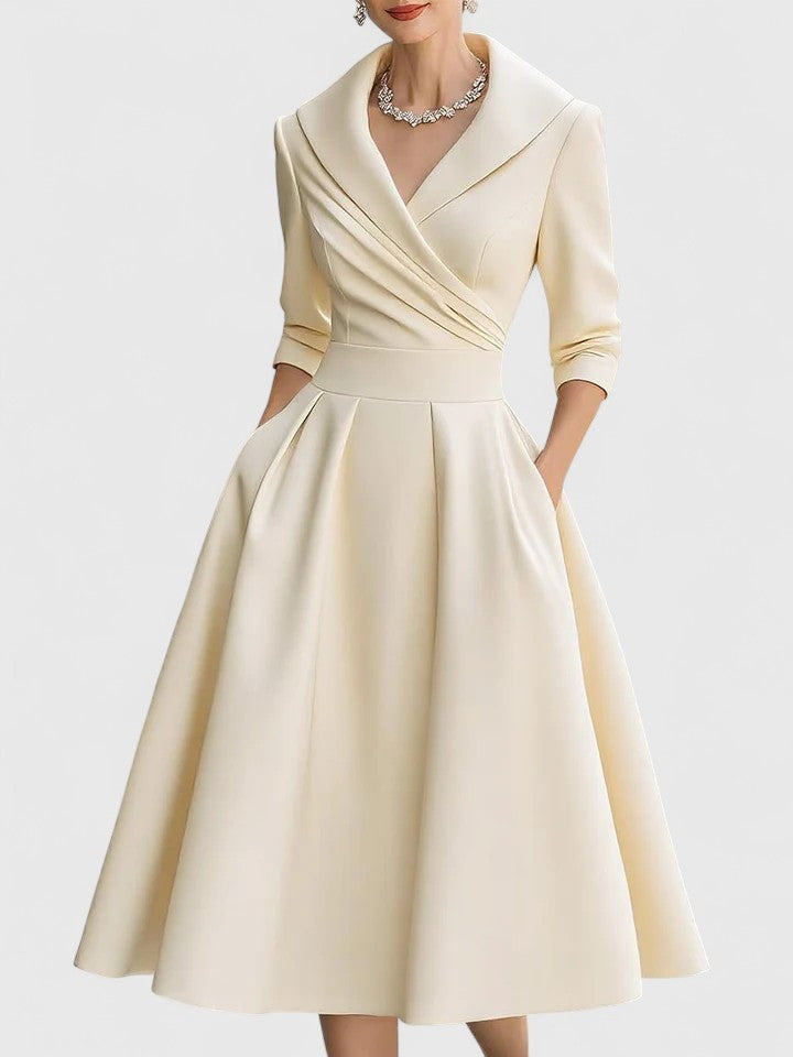 Women's Satin Midi Dress - Elegant and Flattering Gown