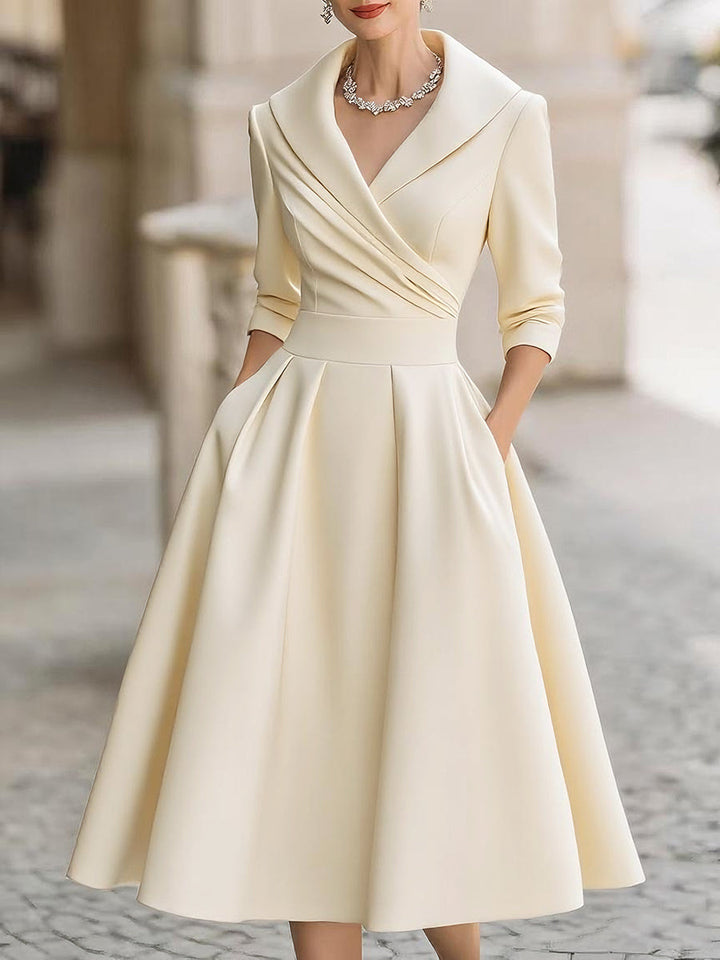 Women's Elegant Signature Midi Dress - Timeless Silhouette for