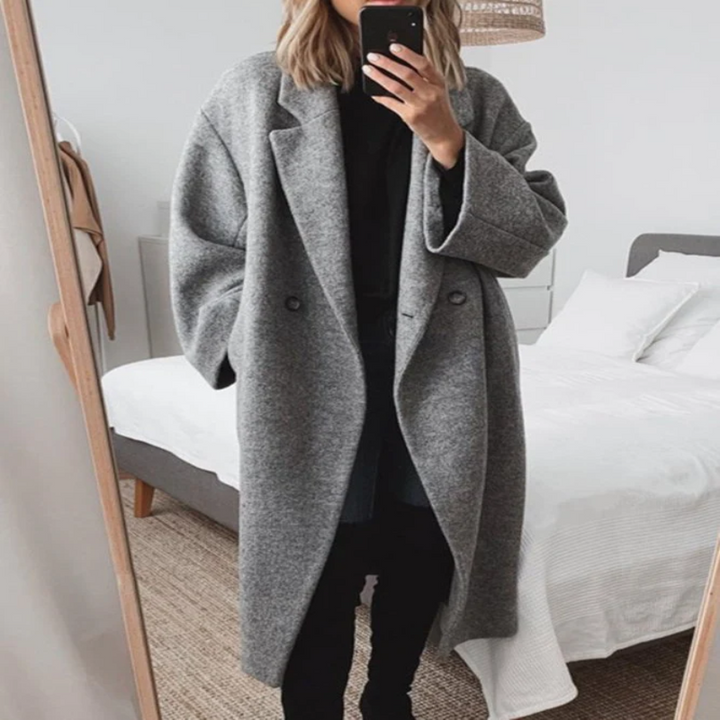 Women's Cotton Blend Classic Overcoat - Elegant & Warm