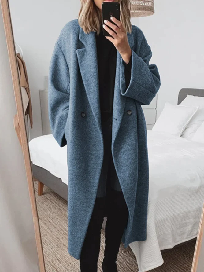 Women's Cotton Blend Classic Overcoat - Elegant & Warm