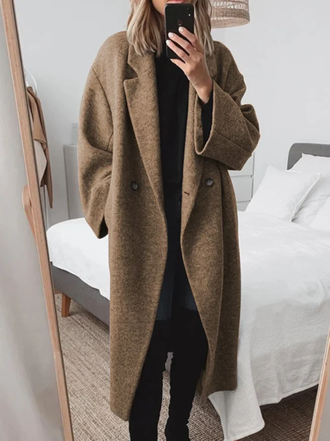 Women's Cotton Blend Classic Overcoat - Elegant & Warm