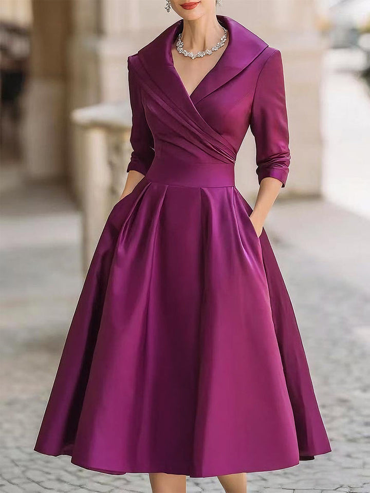 Women's Elegant Signature Midi Dress - Timeless Silhouette for