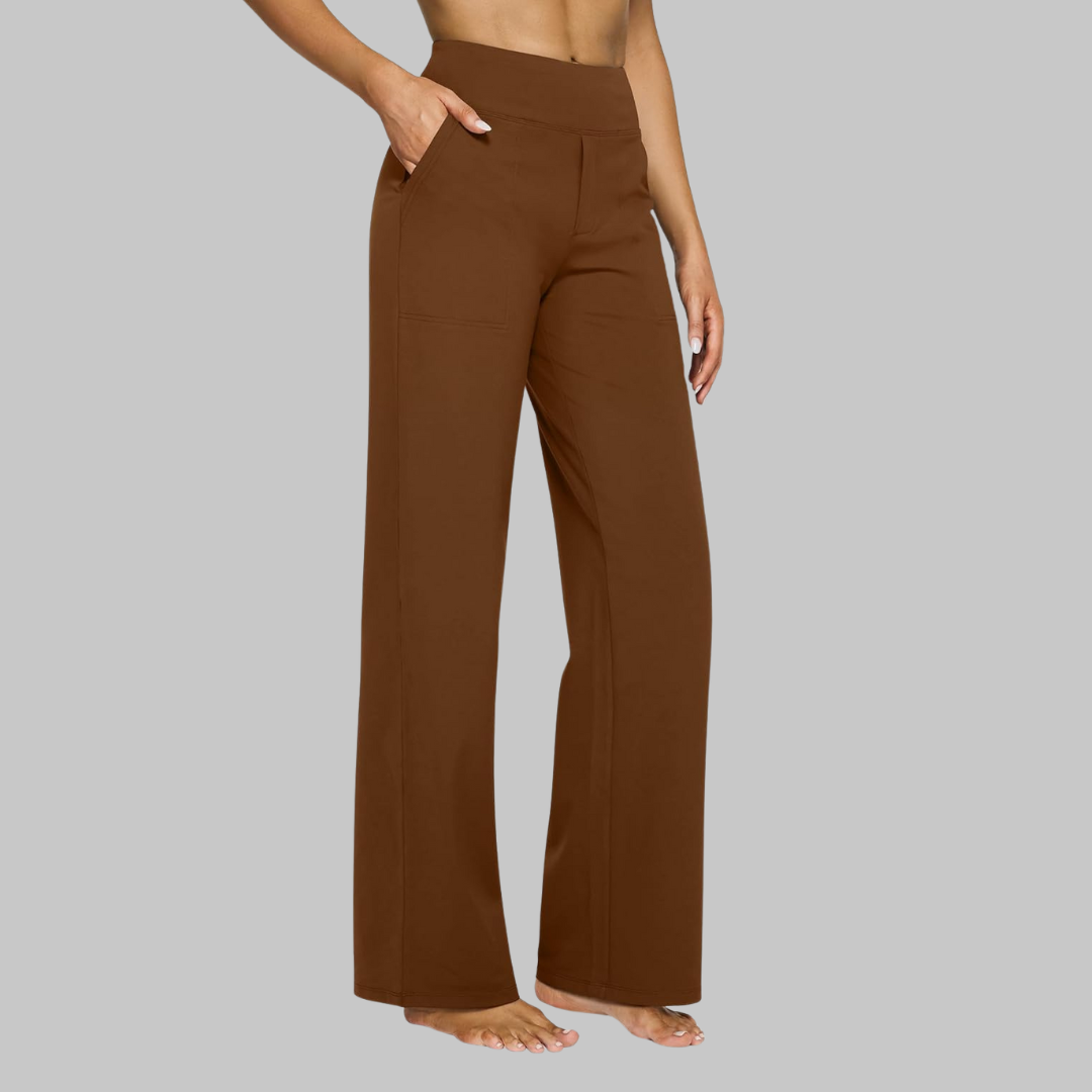Women's Wide Leg Comfort Trousers - Flattering High Waist