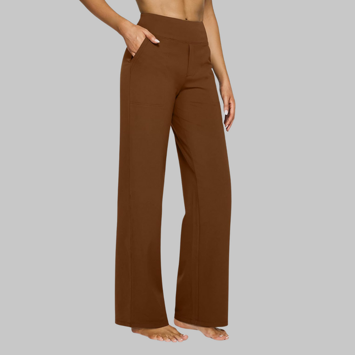 Women's Wide Leg Comfort Trousers - Flattering High Waist
