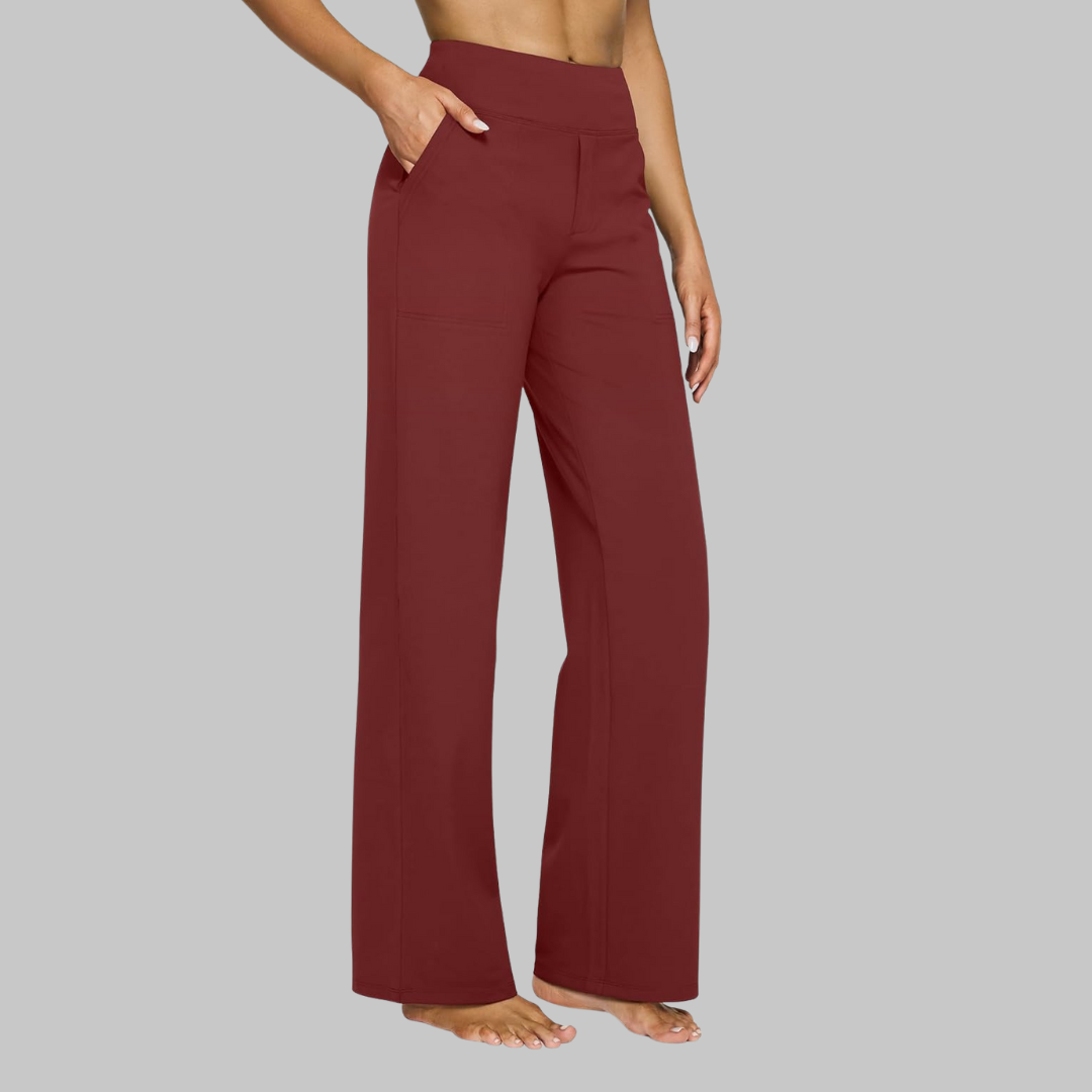 Women's Wide Leg Comfort Trousers - Flattering High Waist