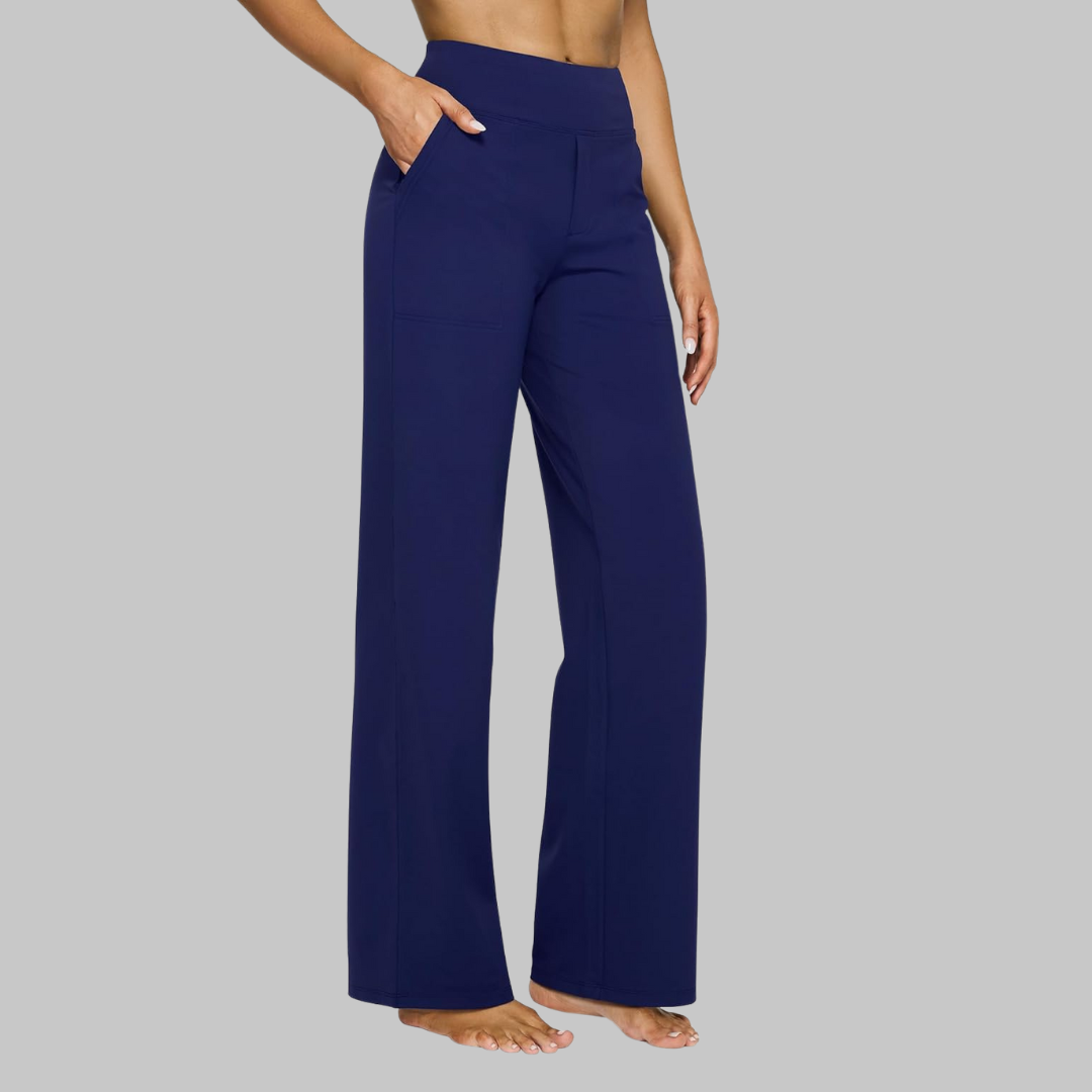 Women's Wide Leg Comfort Trousers - Flattering High Waist
