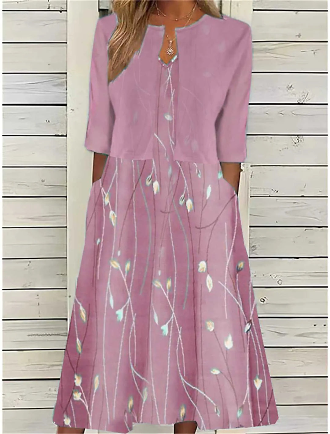 Women's Floral Two-Piece Midi Dress Set - Elegant & Comfortable
