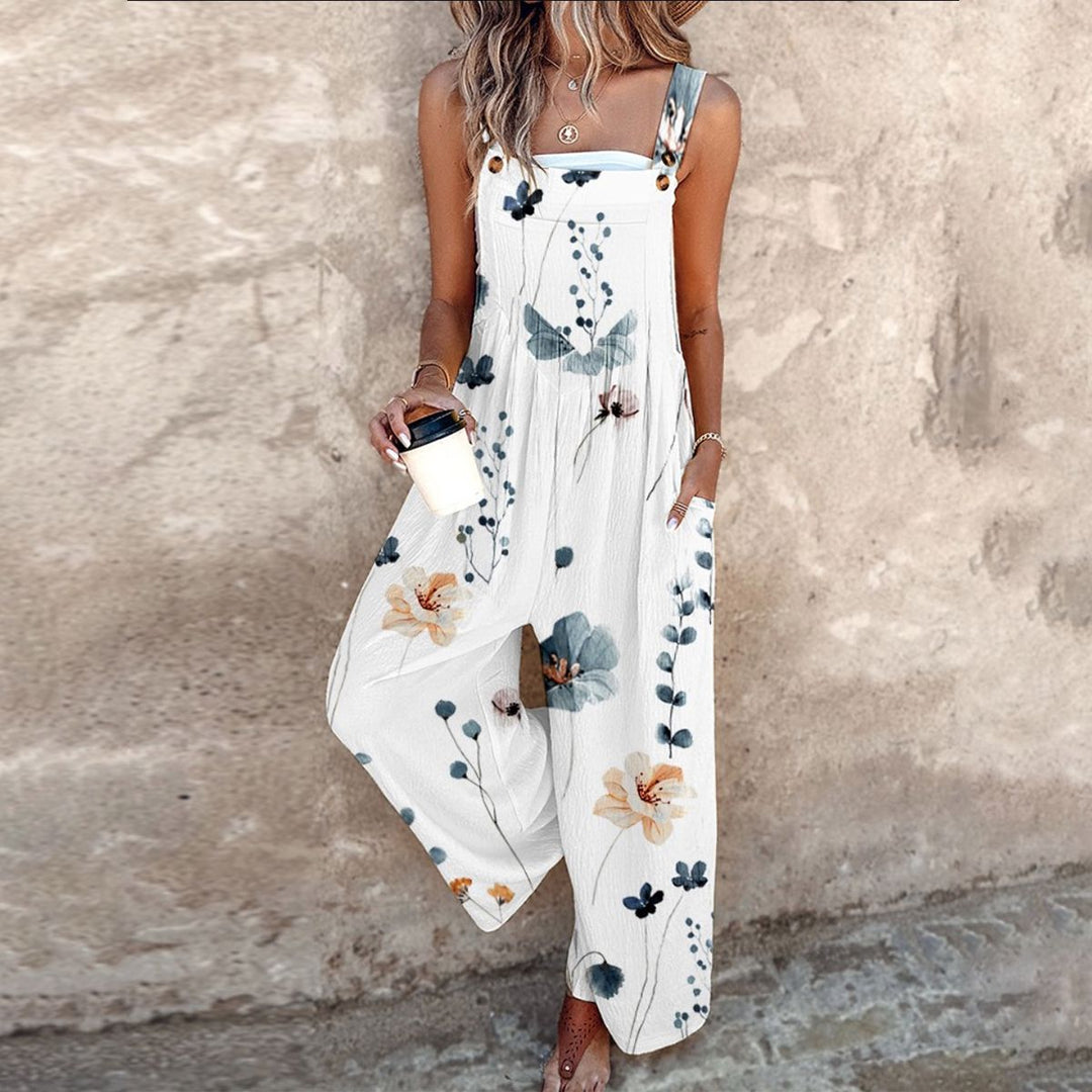 Women's Floral Print Relaxed Overalls - Effortless Style