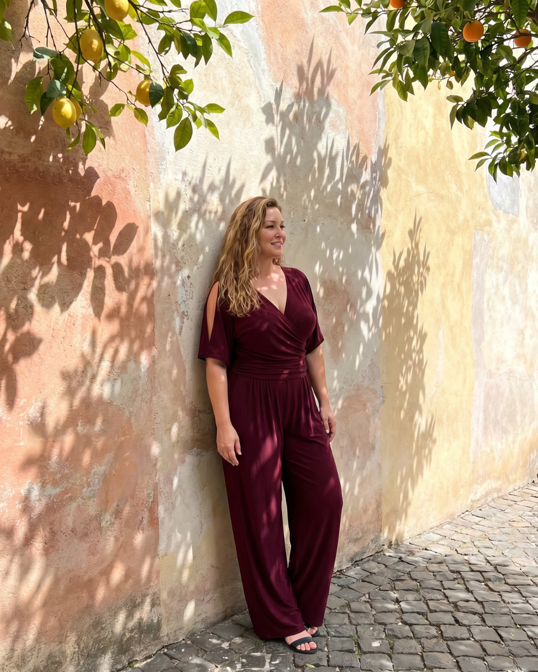 Women's Cold Shoulder Wrap Waist Relaxed Jumpsuit - Effortless Day to