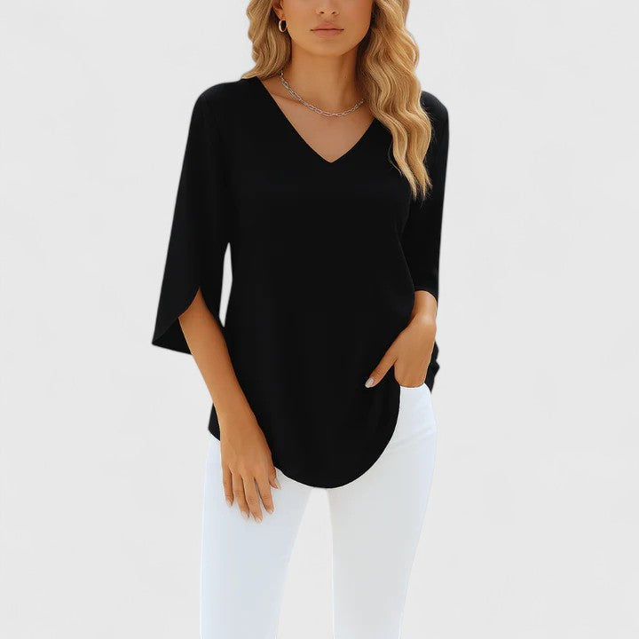 Women's Elegant Blouse with Split Sleeves - Versatile Wardrobe Staple