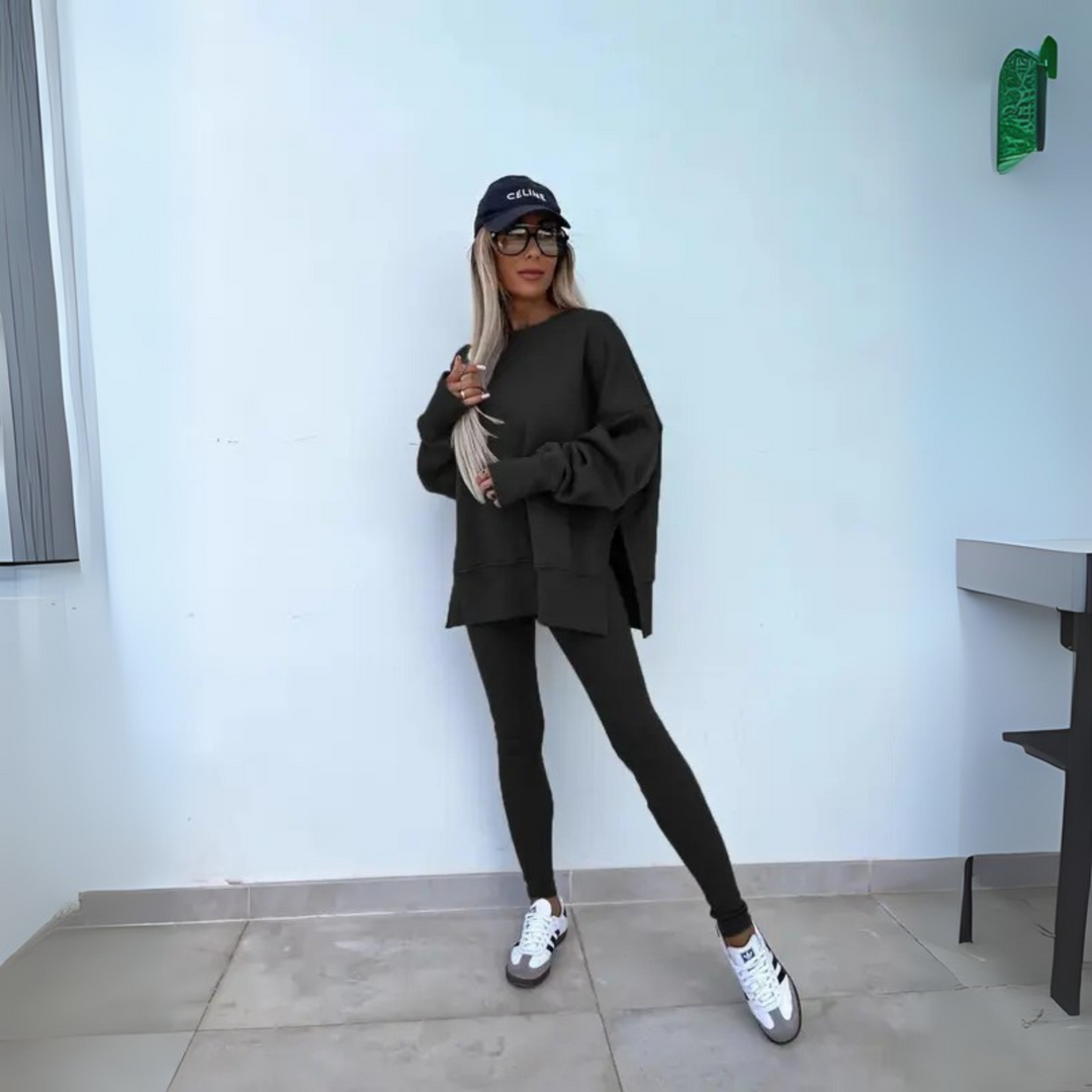 Women's Oversized Sweatshirt & Leggings Set - Cozy Lounging Essential