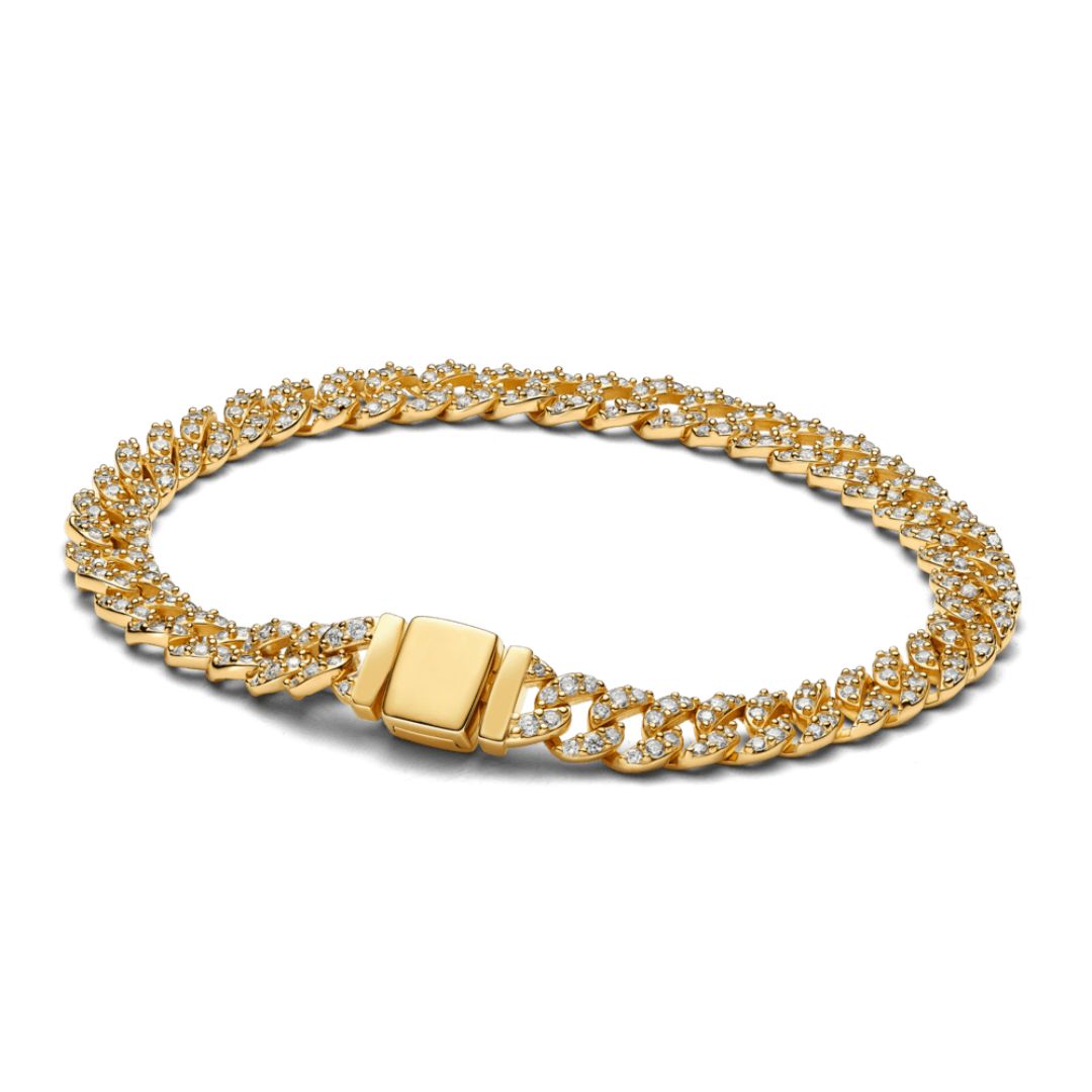 Women's Pave Cuban Link Bracelet - Elegant Sparkle for Any Occasion