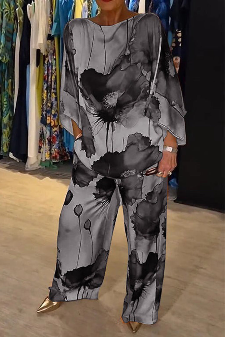 Women's Floral Printed Two-Piece Set - Effortless Elegance