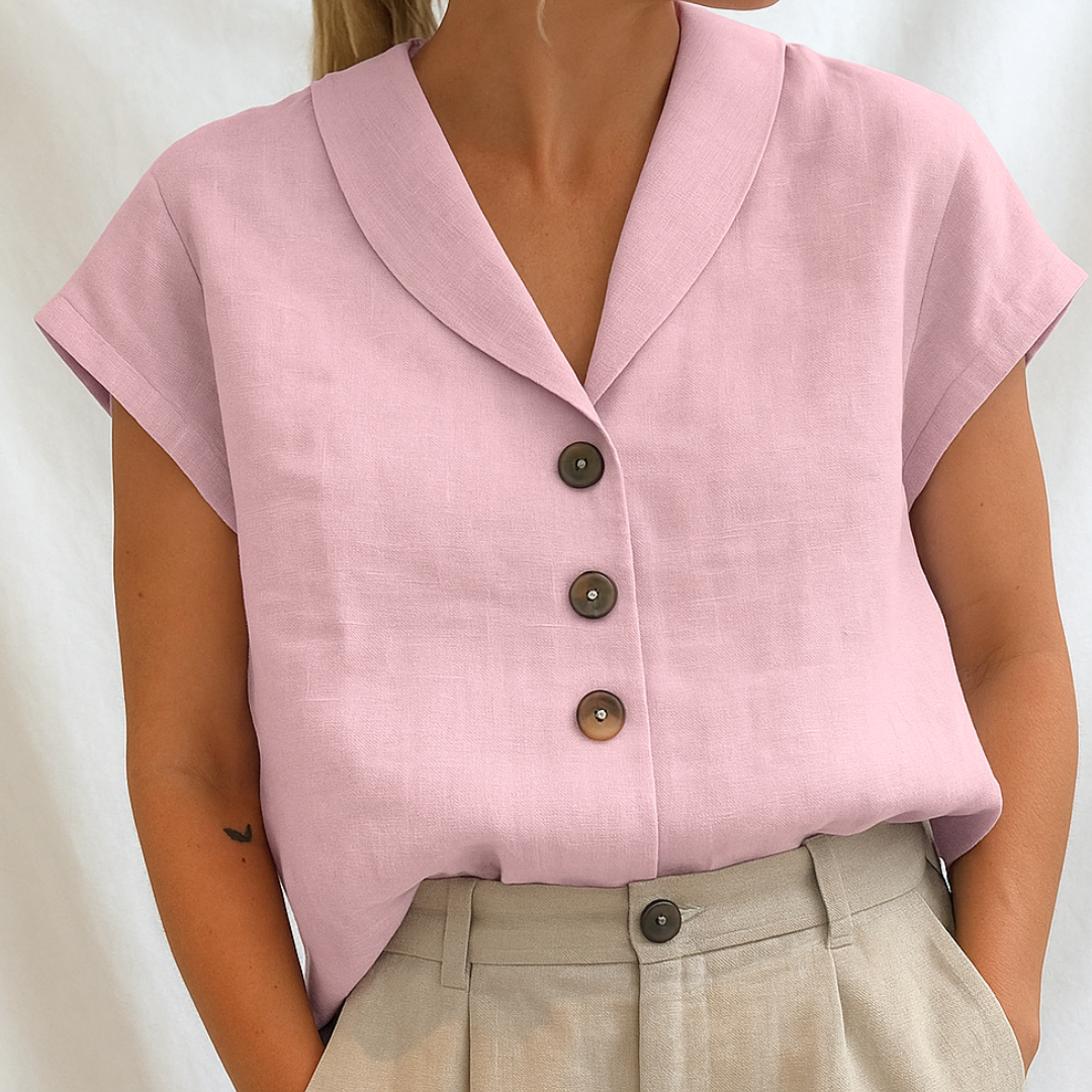 Women's Modern Minimalist Button Blouse - Effortless Office to