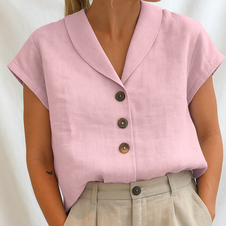 Women's Modern Minimalist Button Blouse - Effortless Office to