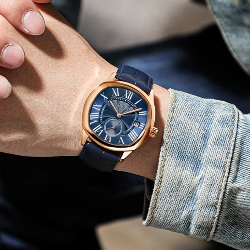 Men's Roman Numeral Watch – Leather Strap Dress Watch