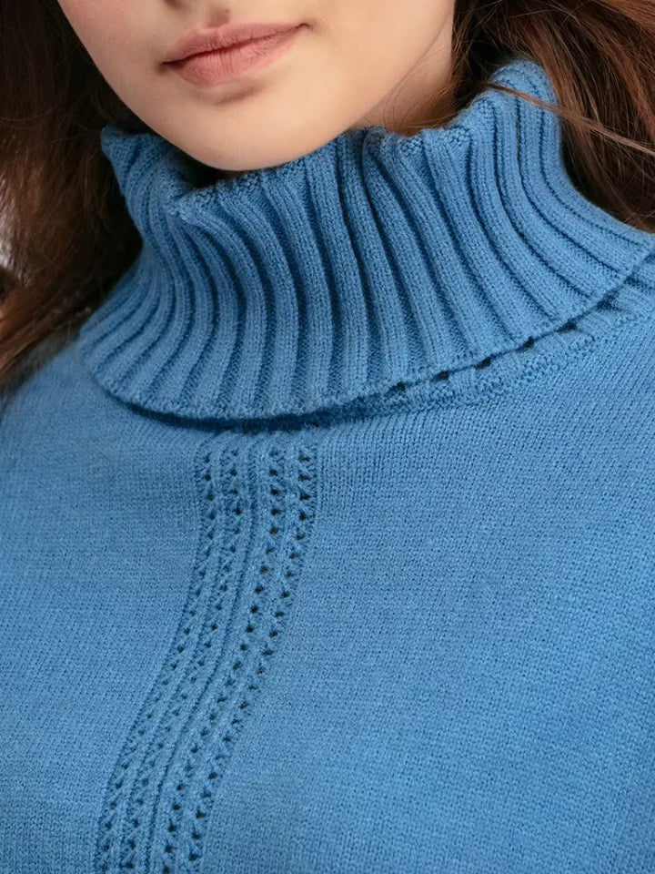 Women's Turtleneck Knit Sweater and Loose Pants Set - Cozy Casual