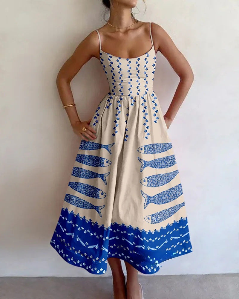 Women's Blue Harbor Midi Dress - Effortless Elegance for Every