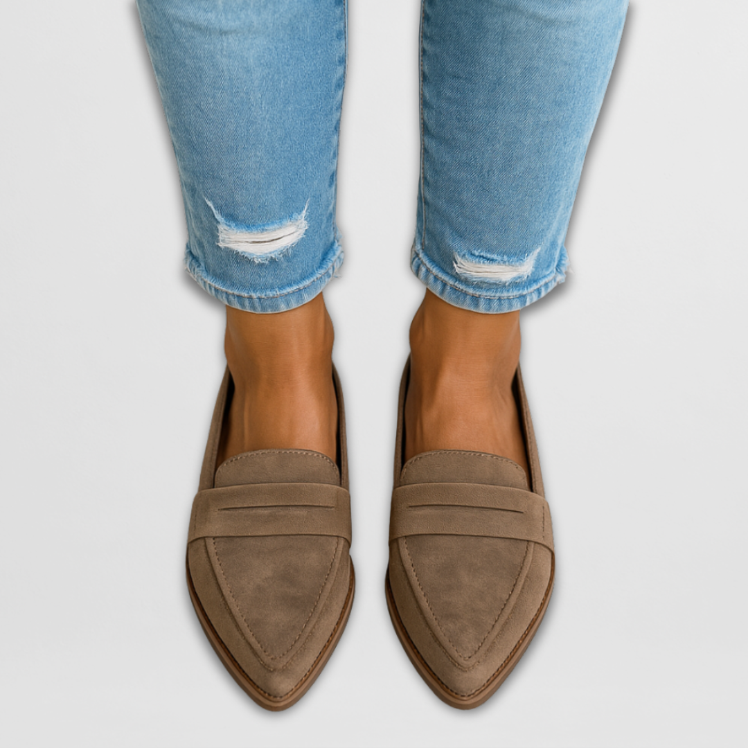 Women's Suede Loafers - Pointed Toe Style for Everyday