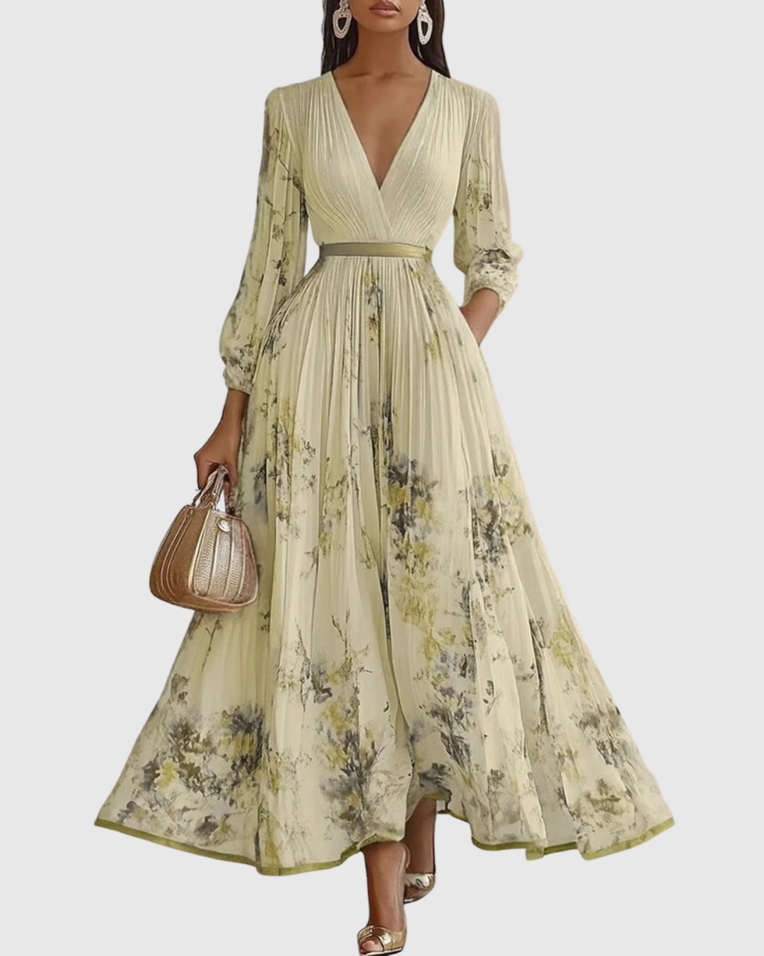 Women's Elegant Pleated Maxi Dress - Graceful & Feminine