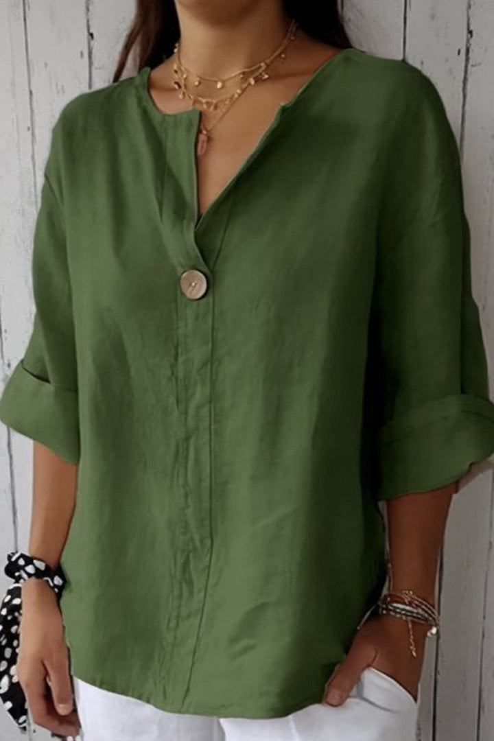 Women's Natasha Linen V-Neck Blouse - Casual Comfort