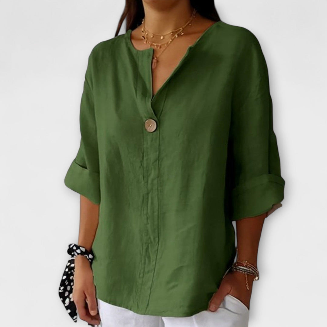 Women's Laidback Chic Button Blouse - Everyday Versatility
