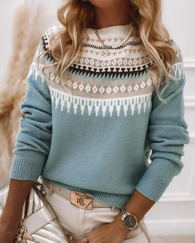Women's Nordic Knitted Sweater - Cozy Winter Essential