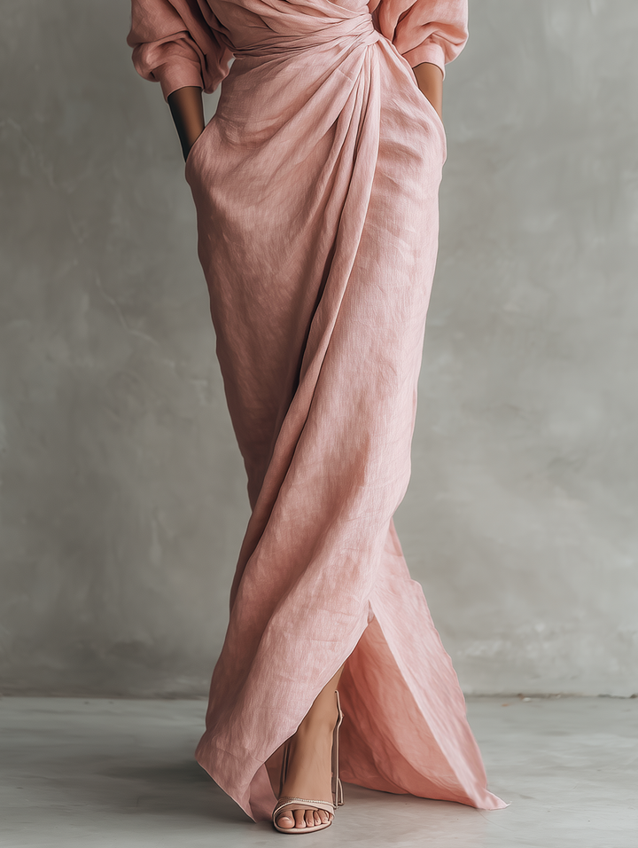 Women's Minimalistic V-Neck Maxi Dress - Effortless Elegance