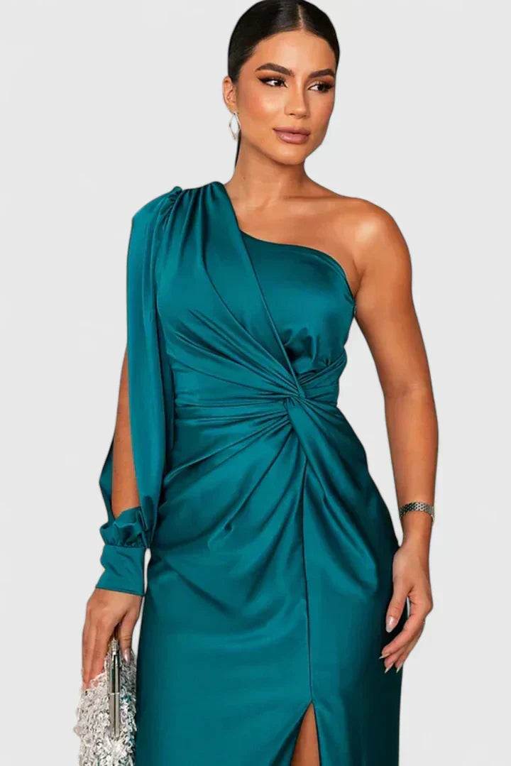 Women's One-Shoulder Maxi Dress - Elegant Party Styling