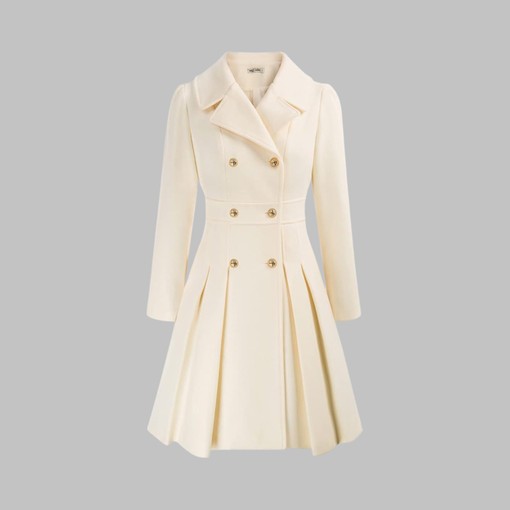 Women's Double Button Long Sleeve Coat - Elegant & Timeless