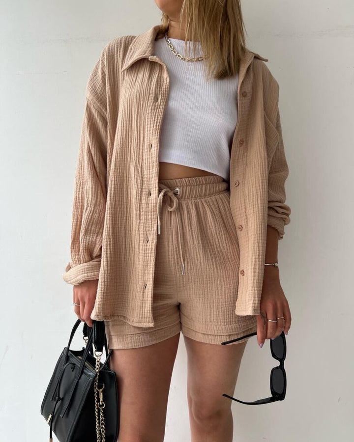 Women's Cotton Two-Piece Set - Casual Comfort for Everyday