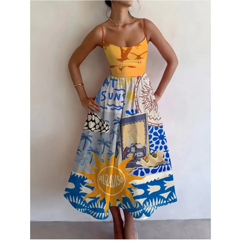 Women's Paradise Sun Midi Dress - Effortless Vacation Vibes